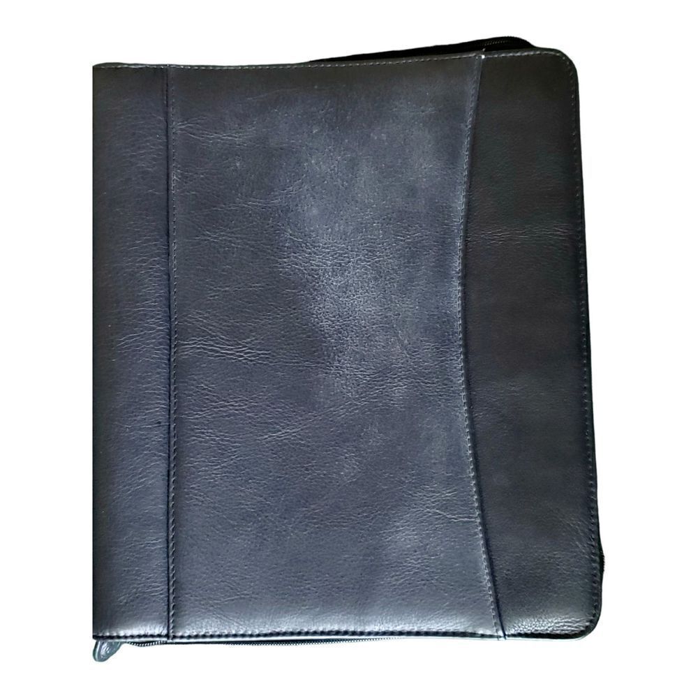 Franklin Covey 7-Ring Black Leather Front Binder Zip Around Planner Organizer